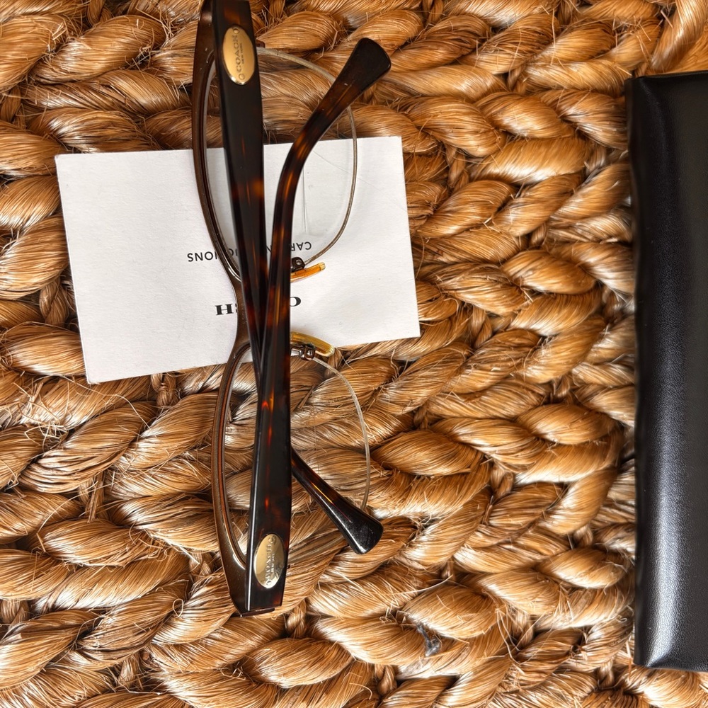 Coach Tortoiseshell Brown and Gold Half-Rim Glasses